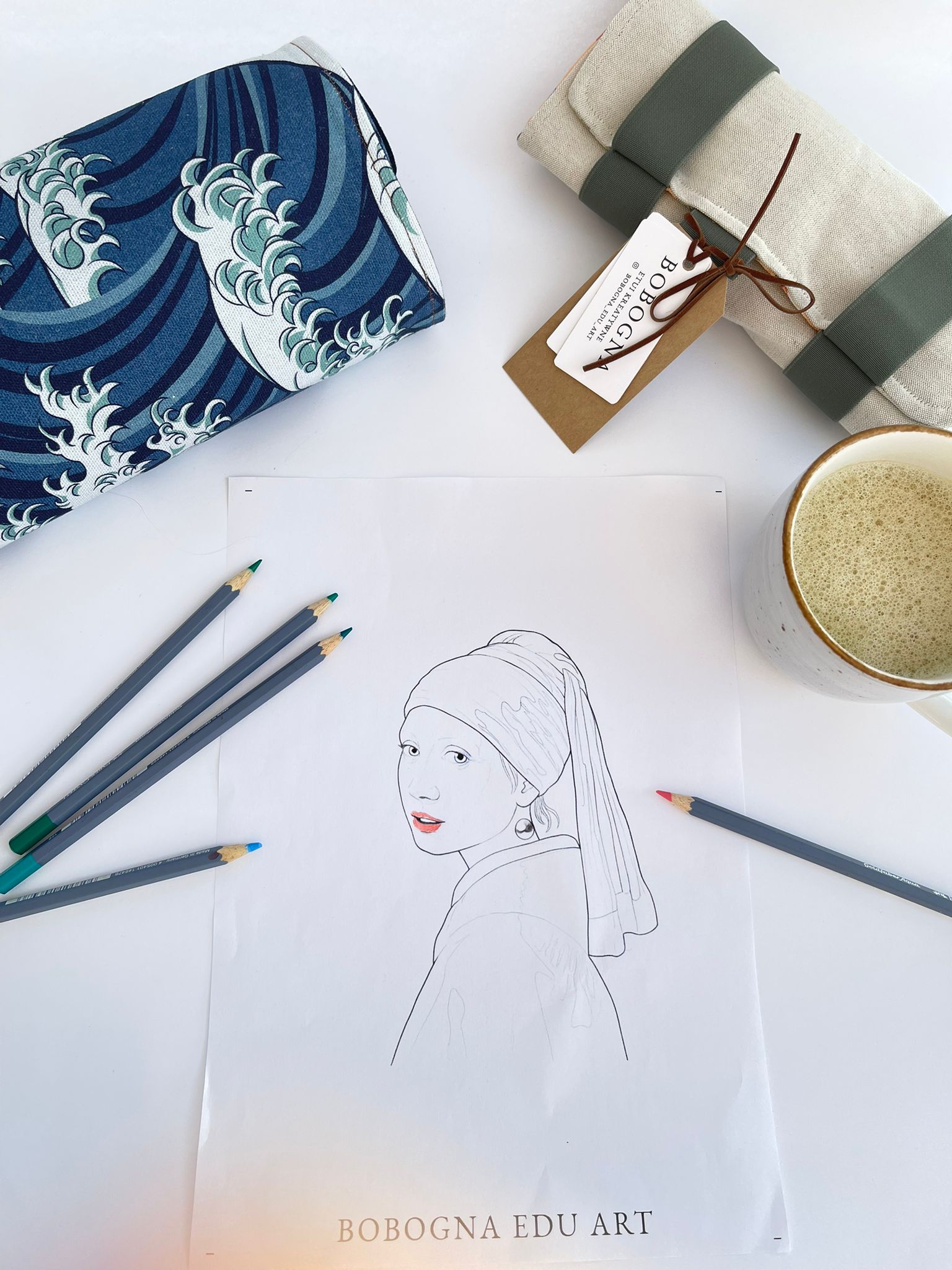 Dziewczyna z perłą — kolorowanka Bobogna