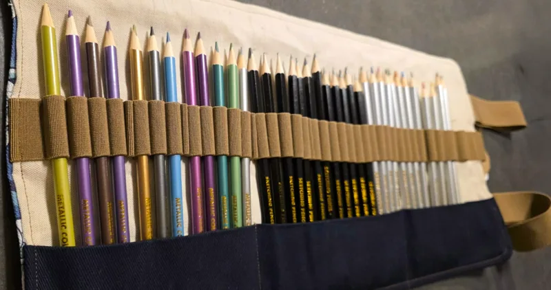 Hand-stitching a pencil case